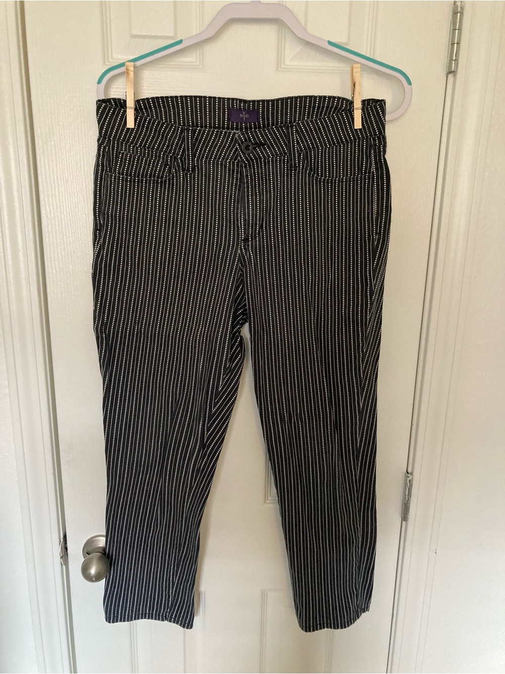 Black Pinstripe Women's Pants - Classic Straight Fit
